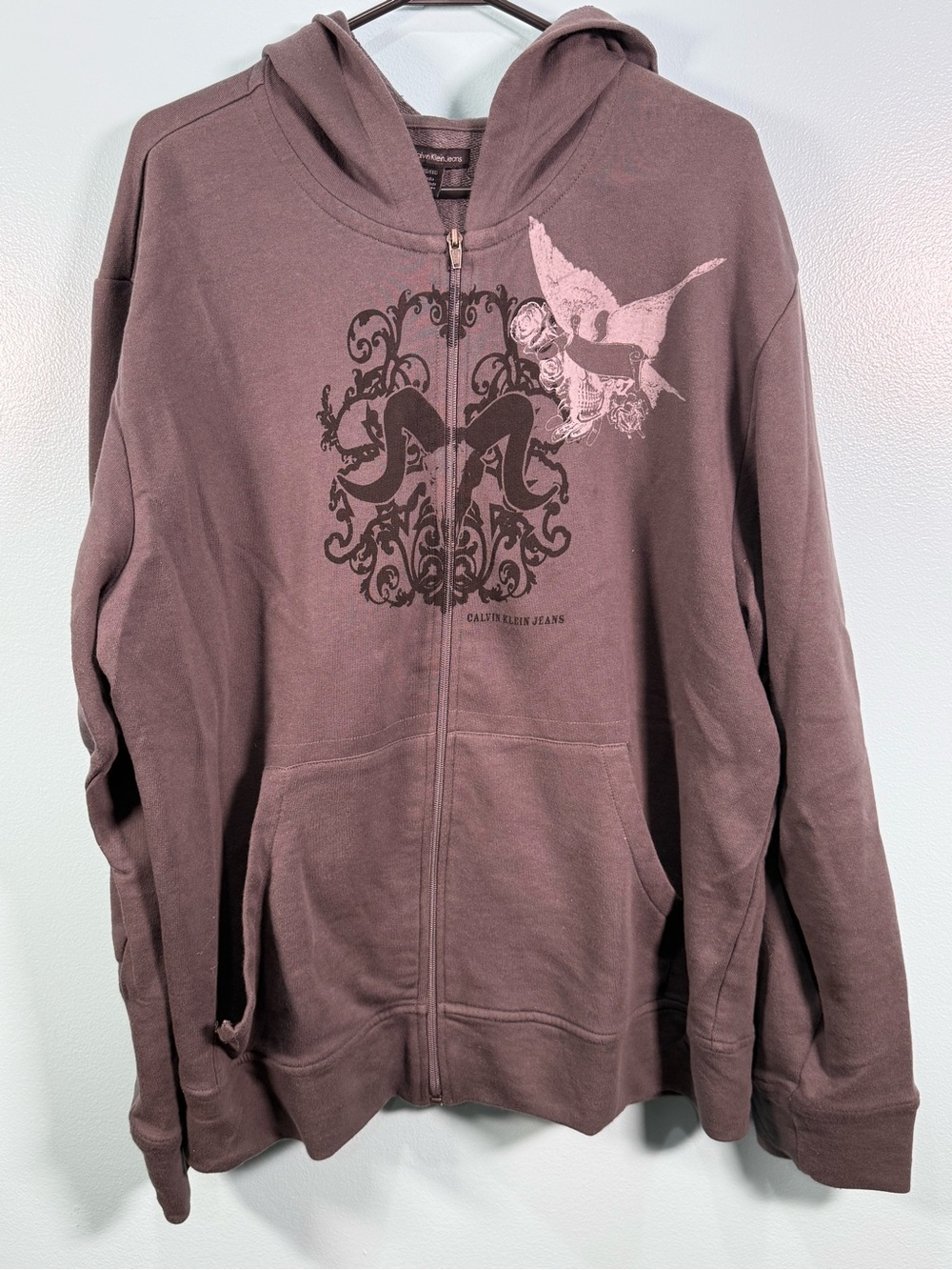 Calvin Klein Mauve Zip-Up Utility Jacket with Graphic